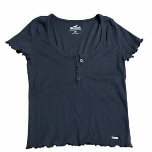 Hollister Ribbed Short-Sleeve Y2K Henley Size  XS